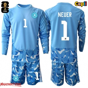 Germania Manuel Neuer #1 Portarii Echipament de Fotbal Replică Mondial 2026 Copii Deplasare Mâneci Lungi (+ Șorturi)